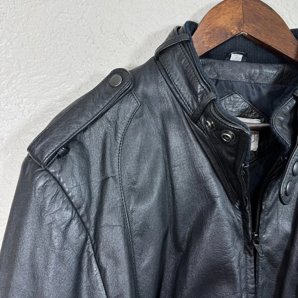 Saddlery Vtg Leather Jacket 46 Flight Biker Moto 90s‎ Gothic Grunge Bomber Korea